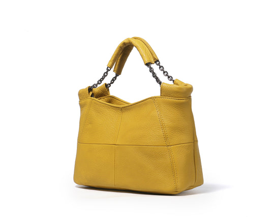 Women's Handbag: Genuine Leather Tote Bag with Chain Strap