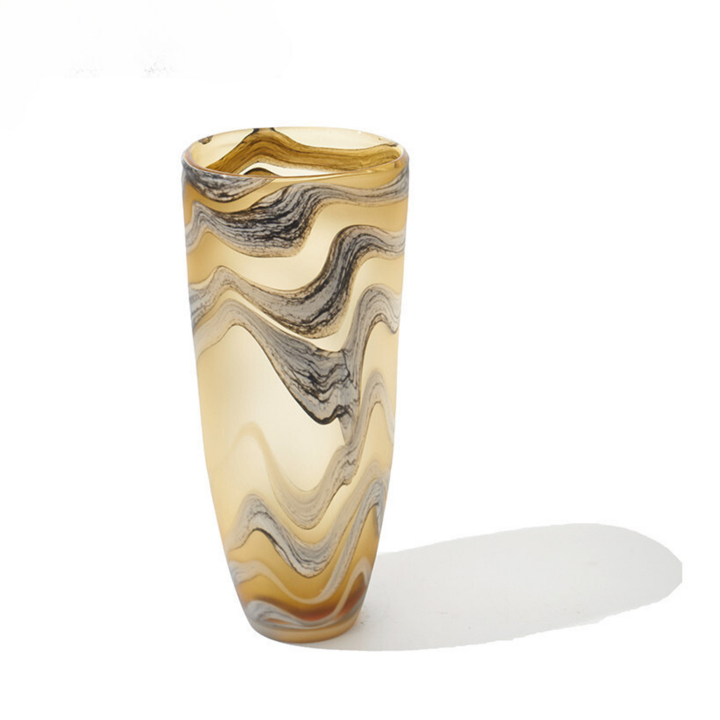 Handcrafted Brown Glass Vase with Water Ripple Design - Luxury Artistic Centerpiece for Home Decor