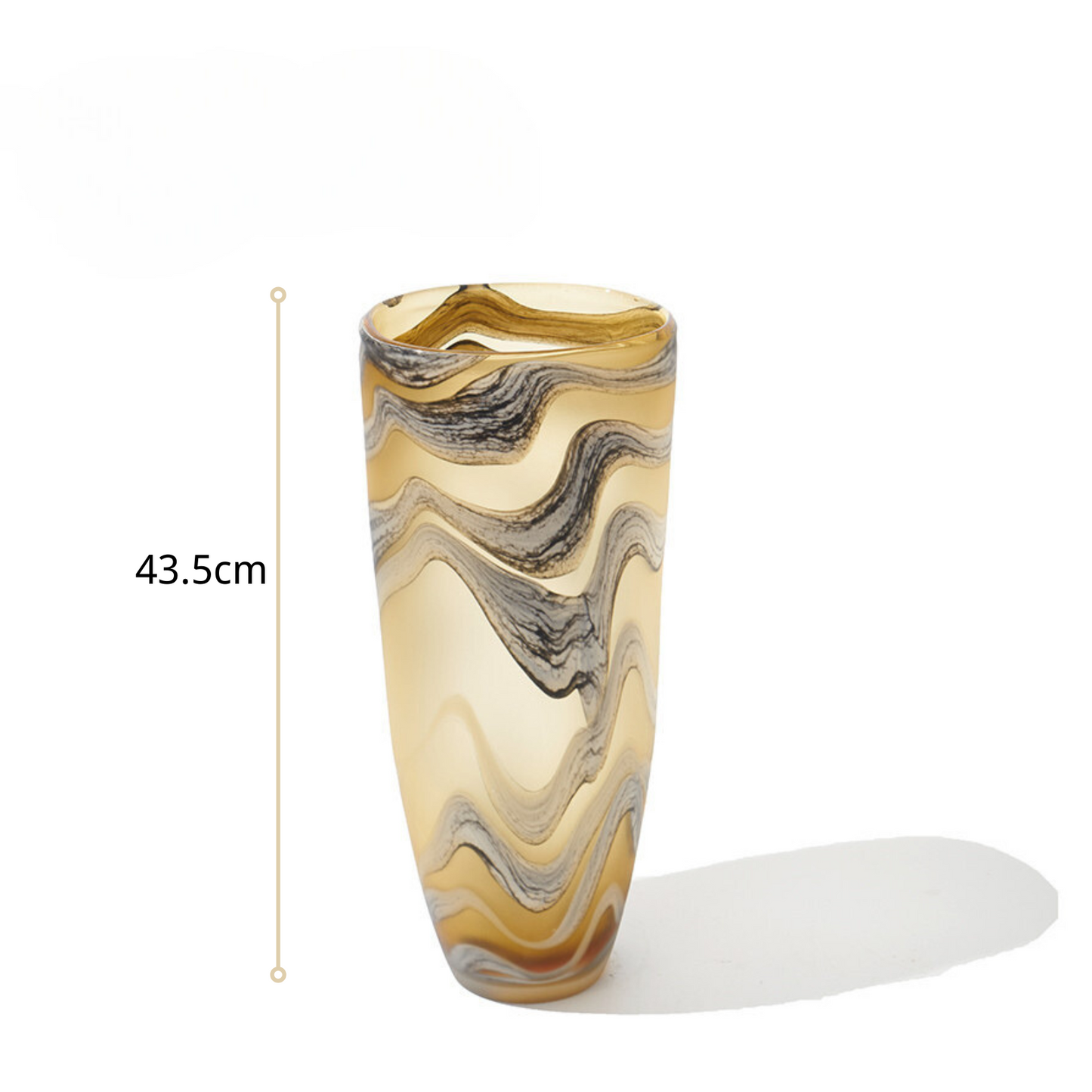 Handcrafted Brown Glass Vase with Water Ripple Design - Luxury Artistic Centerpiece for Home Decor