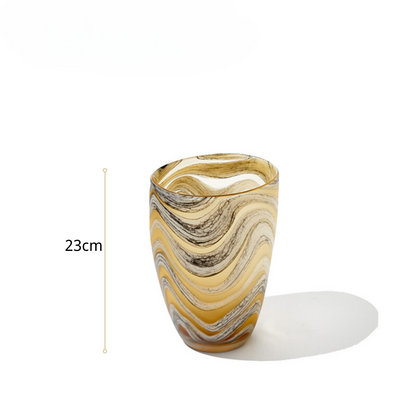 Handcrafted Brown Glass Vase with Water Ripple Design - Luxury Artistic Centerpiece for Home Decor