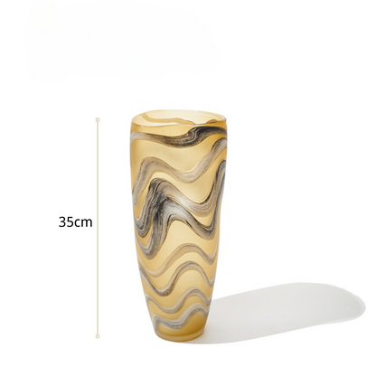 Handcrafted Brown Glass Vase with Water Ripple Design - Luxury Artistic Centerpiece for Home Decor