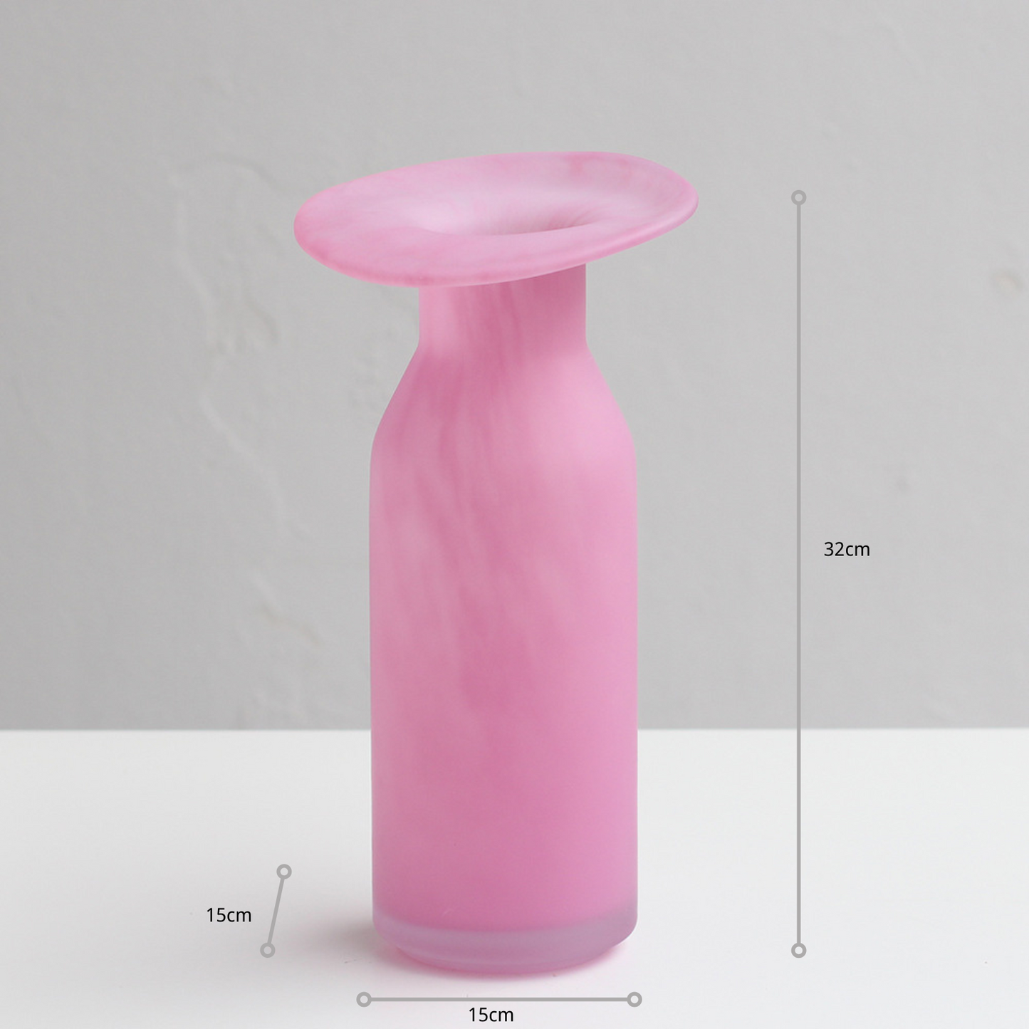 Hand-Blown Modern Matte Pink Glass Vase - Creative Home Decor with Elegant Frosted Finish, Perfect for Living Room Flower Arrangements