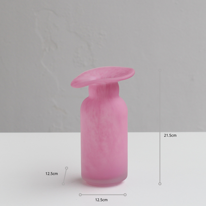 Hand-Blown Modern Matte Pink Glass Vase - Creative Home Decor with Elegant Frosted Finish, Perfect for Living Room Flower Arrangements