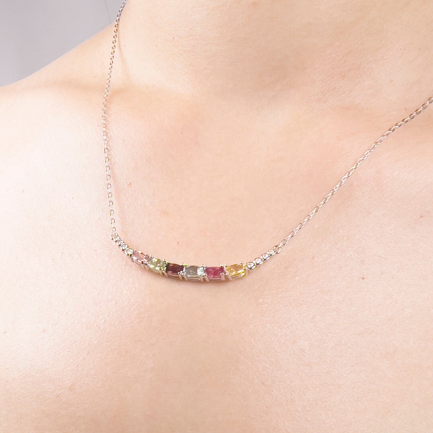 GEMOR Choker Princess Necklace for Women | Smile Choker with Tourmaline Colorful Gemstone