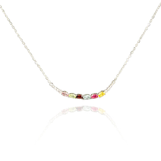 GEMOR Choker Princess Necklace for Women | Smile Choker with Tourmaline Colorful Gemstone