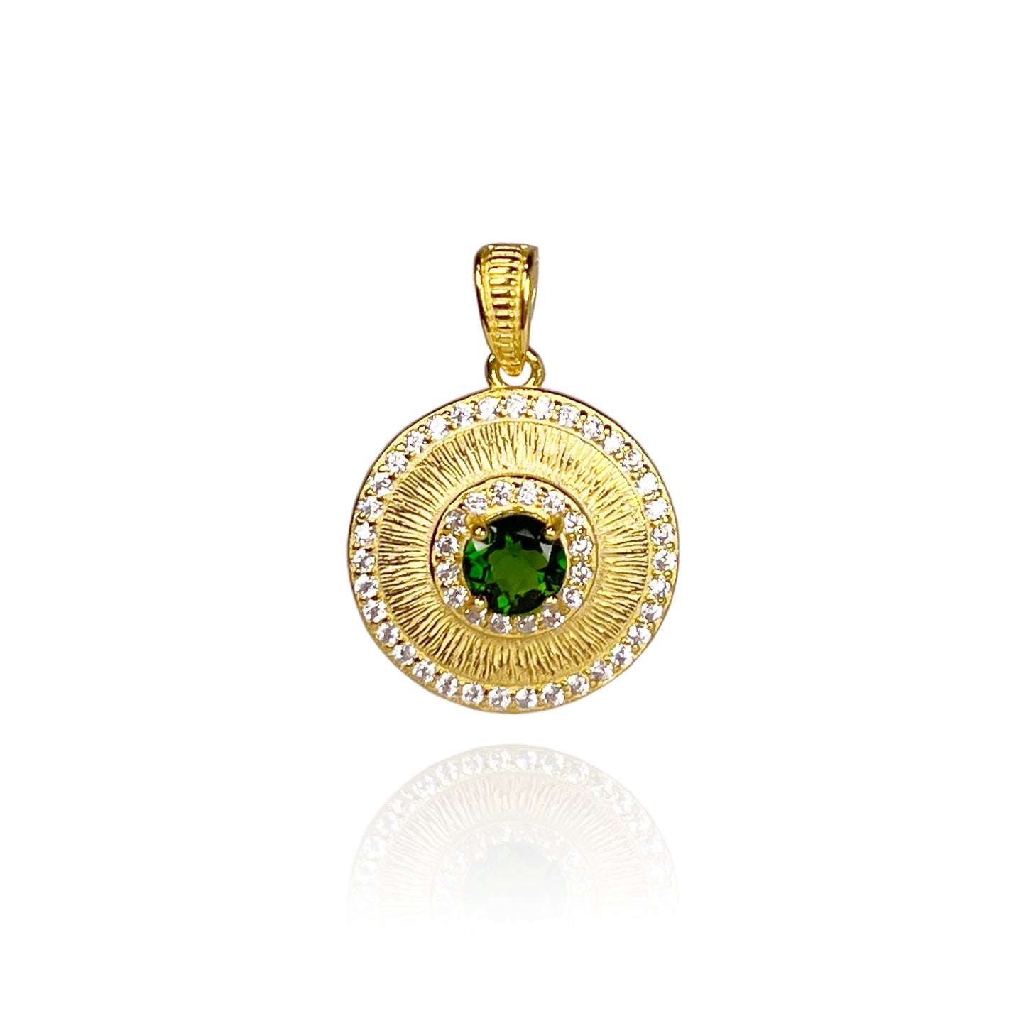 Pendentif GEMOR S925 avec pierre précieuse diopside pour femme | Pendentif exquis en pierre précieuse verte