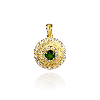 Pendentif GEMOR S925 avec pierre précieuse diopside pour femme | Pendentif exquis en pierre précieuse verte