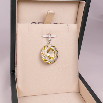 GEMOR Infinity Love Stone Necklace Pendant with Stunning Yellow Crystals