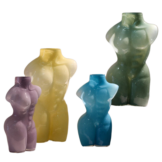 Colorful Blown Glass Vase Modern Human Figurine Decorative Artwork for Home Decor